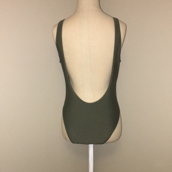 Olive Green Lace Up One-piece Swimsuit - Picture 7 of 7